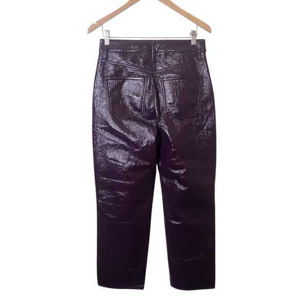 Express Purple Polyurethane Shiny Modern Straight Pants Super High Rise Size 6S - Picture 6 of 12